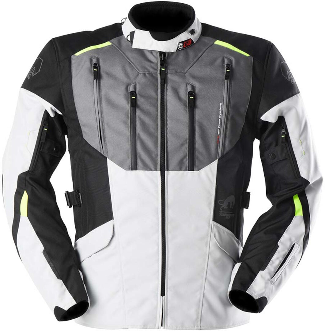 Furygan Brooks Motorcycle Textile Jacket black/white/yellow/grey 4XL Figure 1