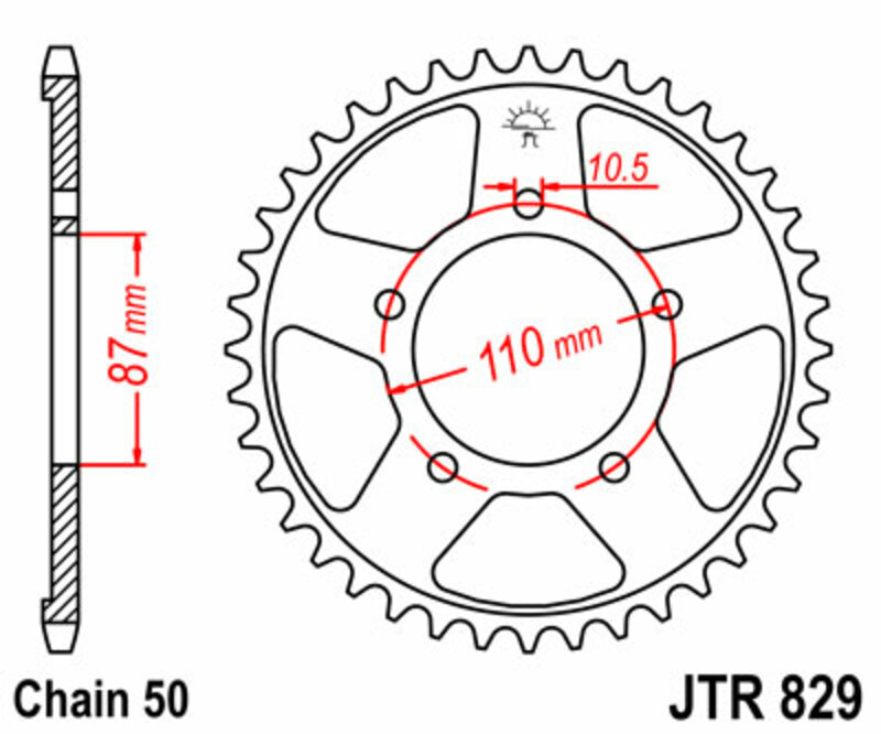 JT-DRIVHJUL Standard stålkrona 829 - 530 Figur 1