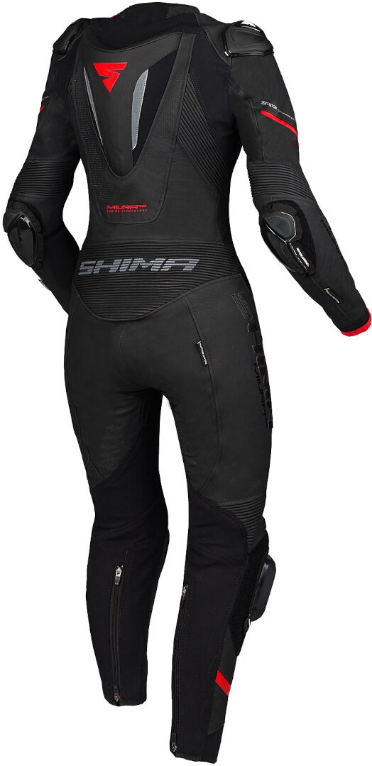 SHIMA Miura RS Dames eendelig motorfiets lederen pak Zwart/Rood 40 Figuur 2