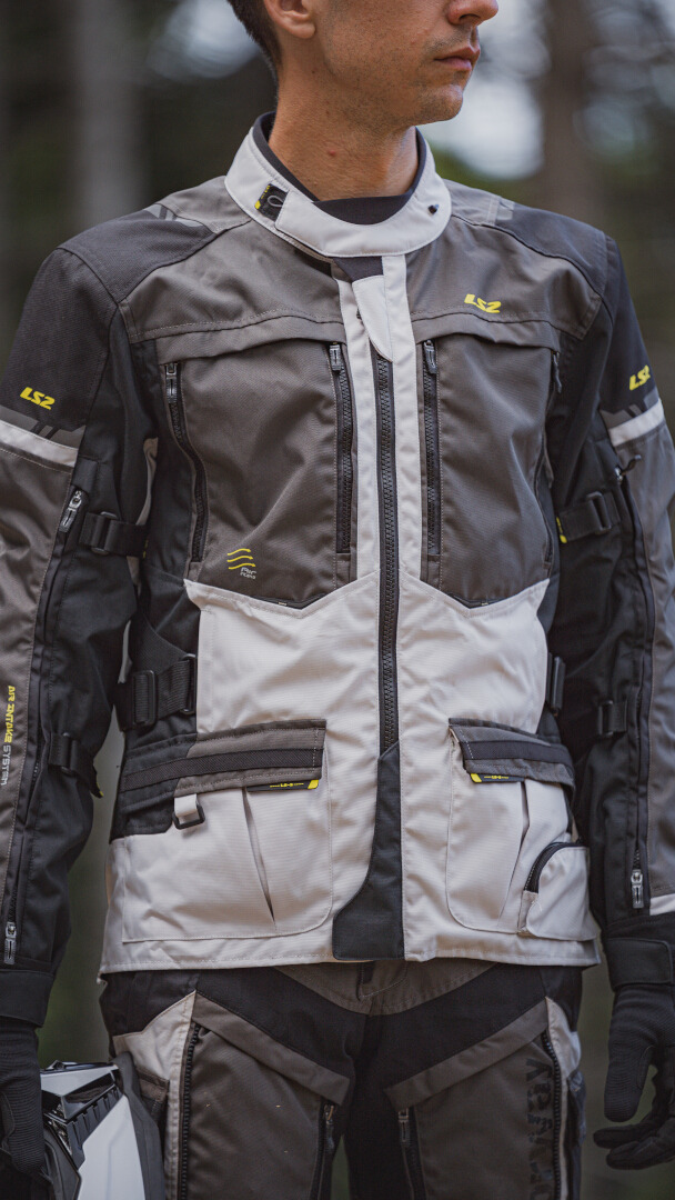 LS2 Norway waterproof Motorcycle Textile Jacket black/grey/fluo-yellow L Figure 2