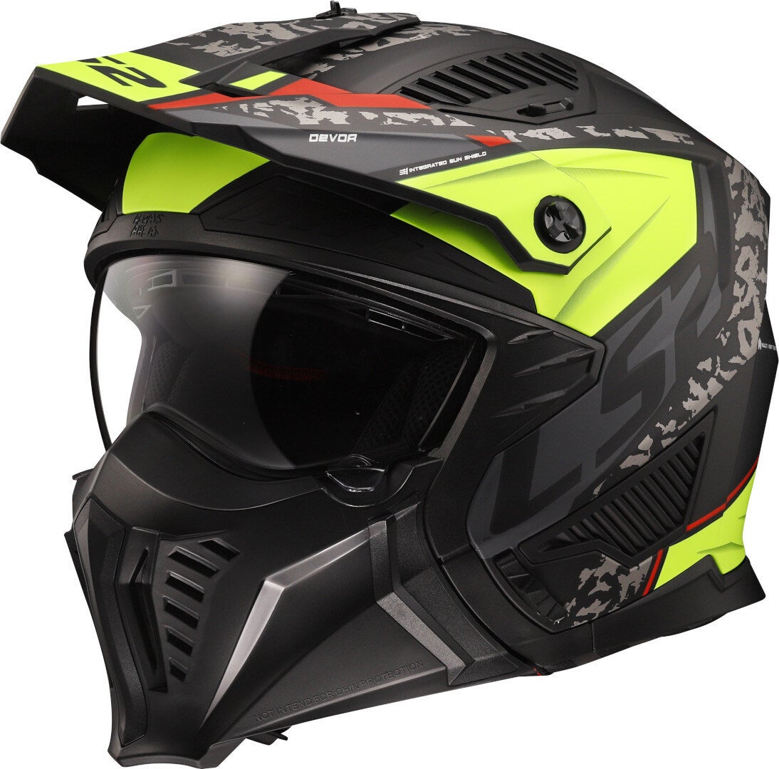 LS2 OF606 Drifter Devor Casco da trial nero/giallo neon S (55/56) Figura 1