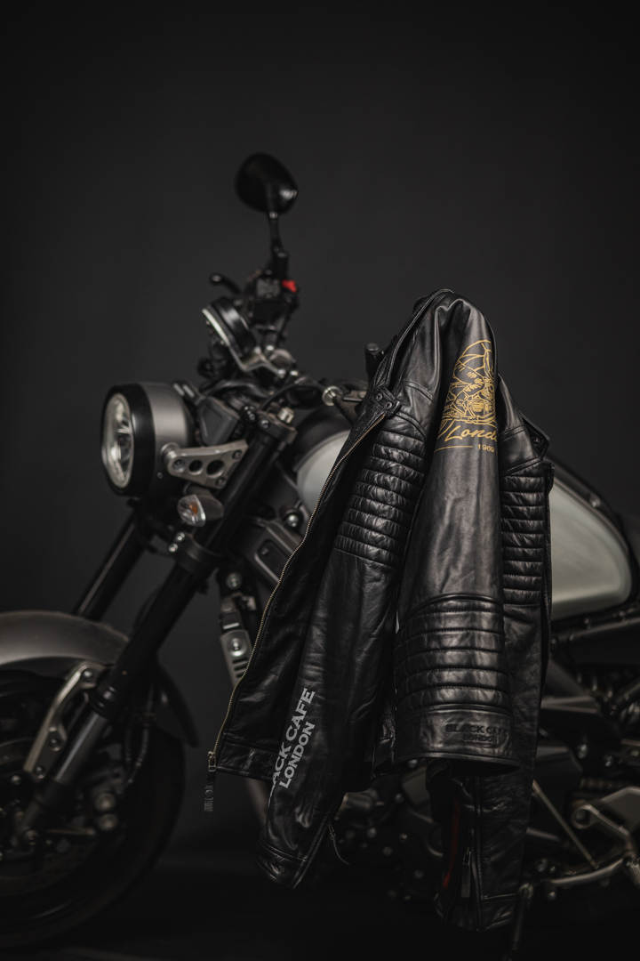 Black-Cafe London Seoul Jachetă de piele de motocicletă Negru/Alb/Roșu 52 Figura 5