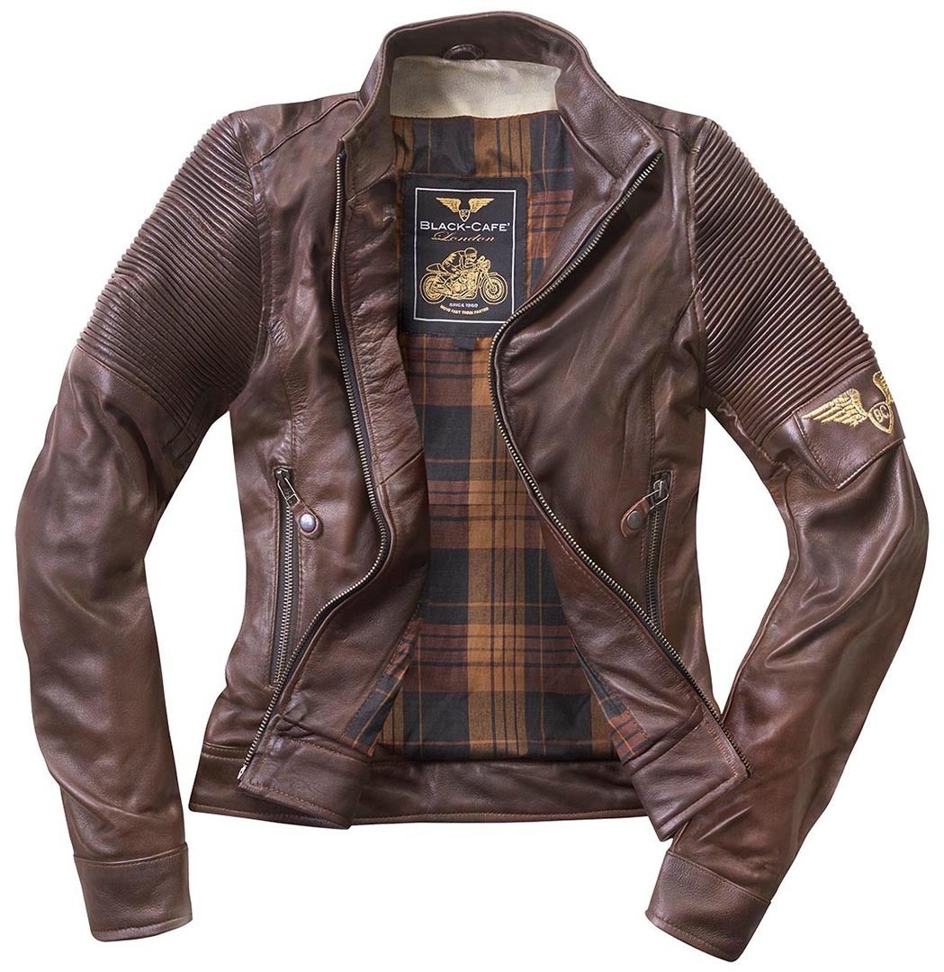 Black-Cafe London Amol Damen Motorrad Lederjacke braun XL Abbildung 2