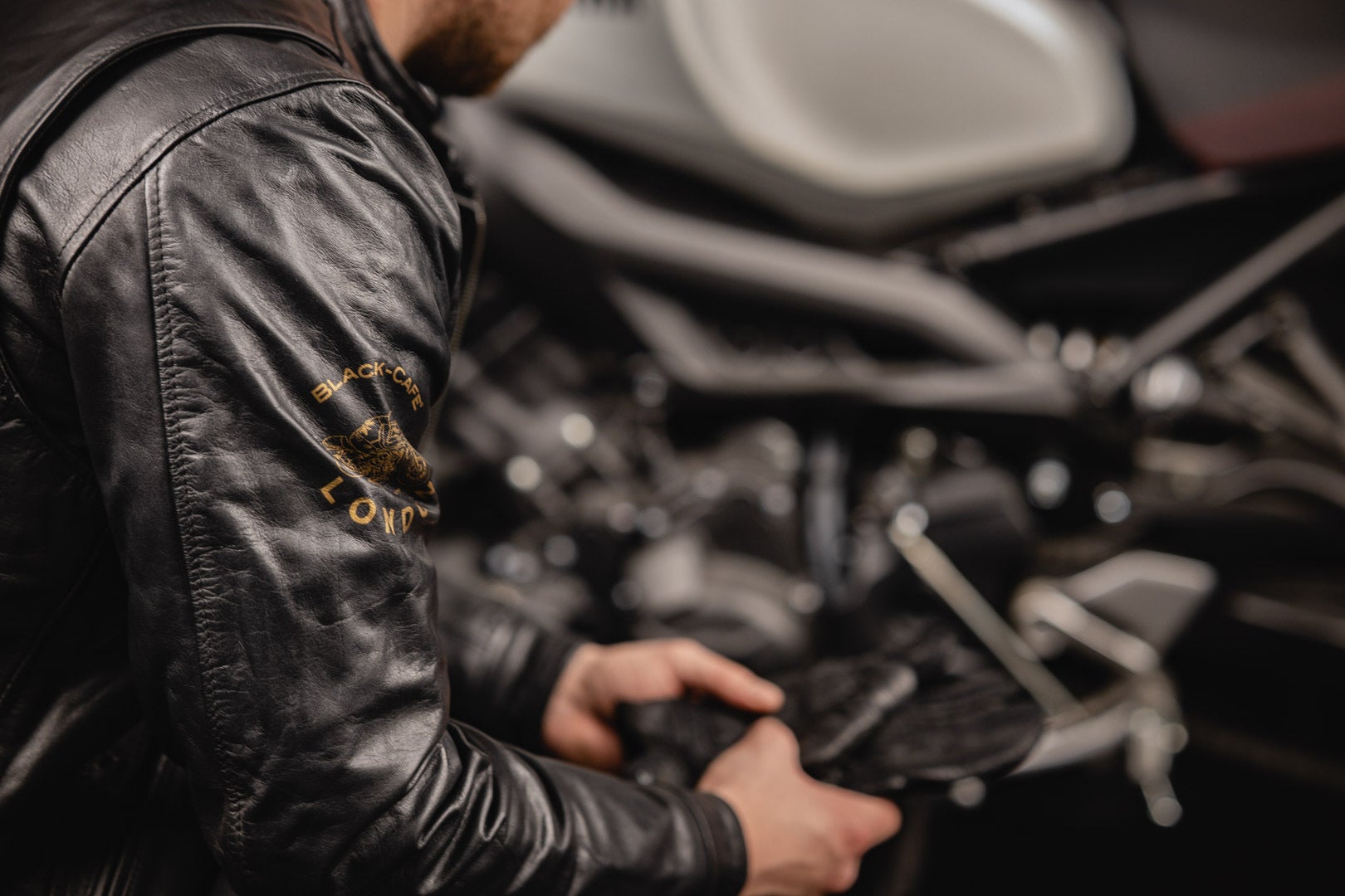 Black-Cafe London Sari Motorcycle Leather Jacket black 54 Figure 4