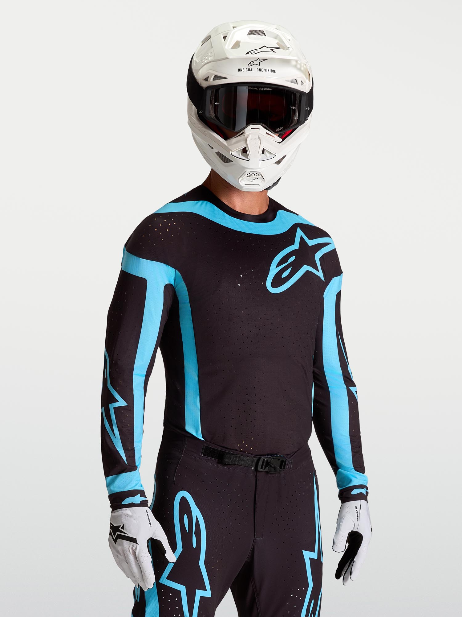 Alpinestars Supertech Vesta Motocrosstrøje Sort/turkis S Figur 4