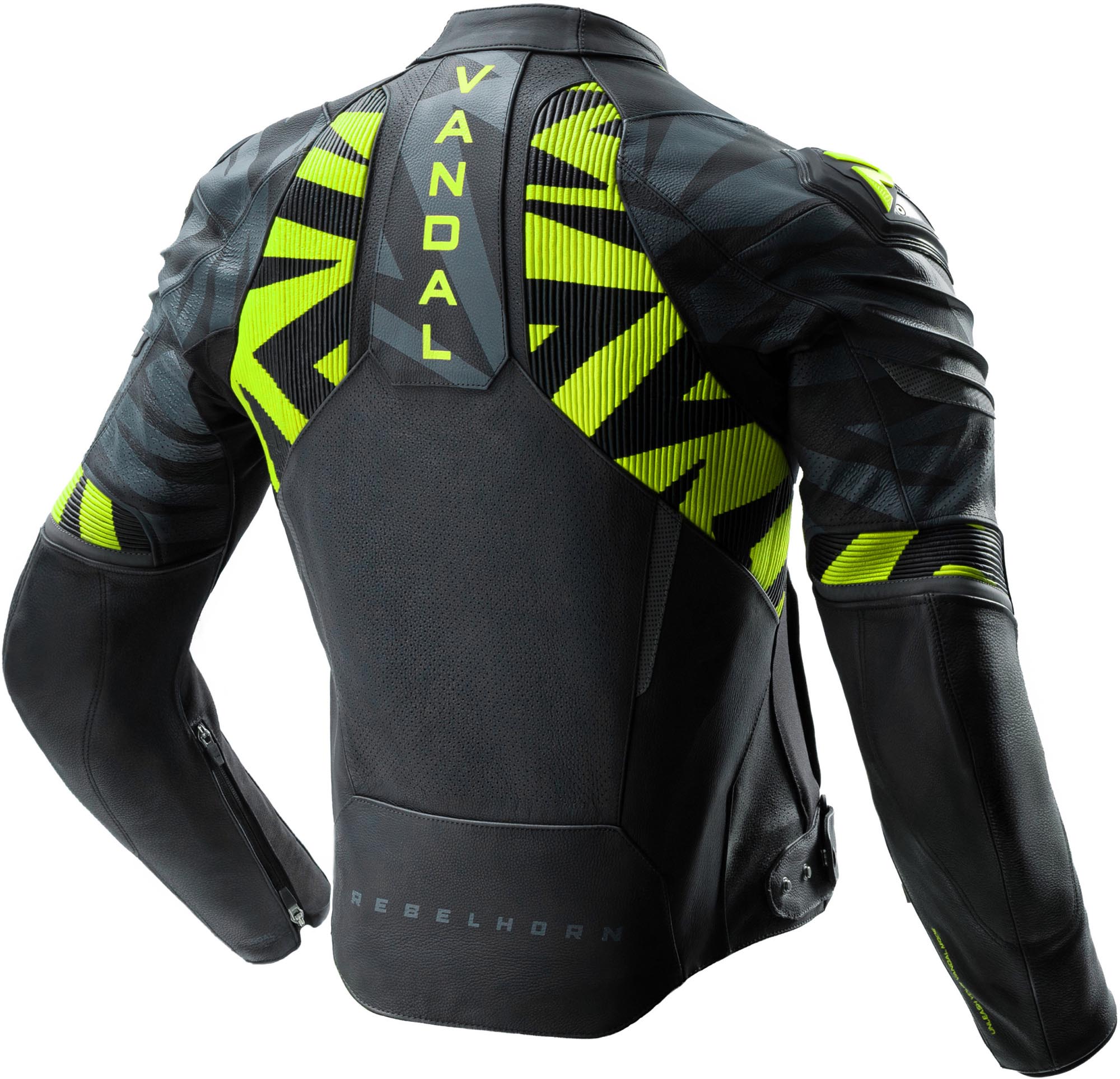 Rebelhorn Vandal 2 Motorcycle Leather Jacket black/grey/yellow 48 Figure 2