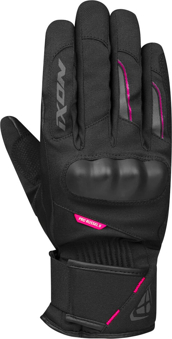 Ixon Pro Russel 2 Vandtætte damer vinter motorcykelhandsker sort/pink M Figur 1