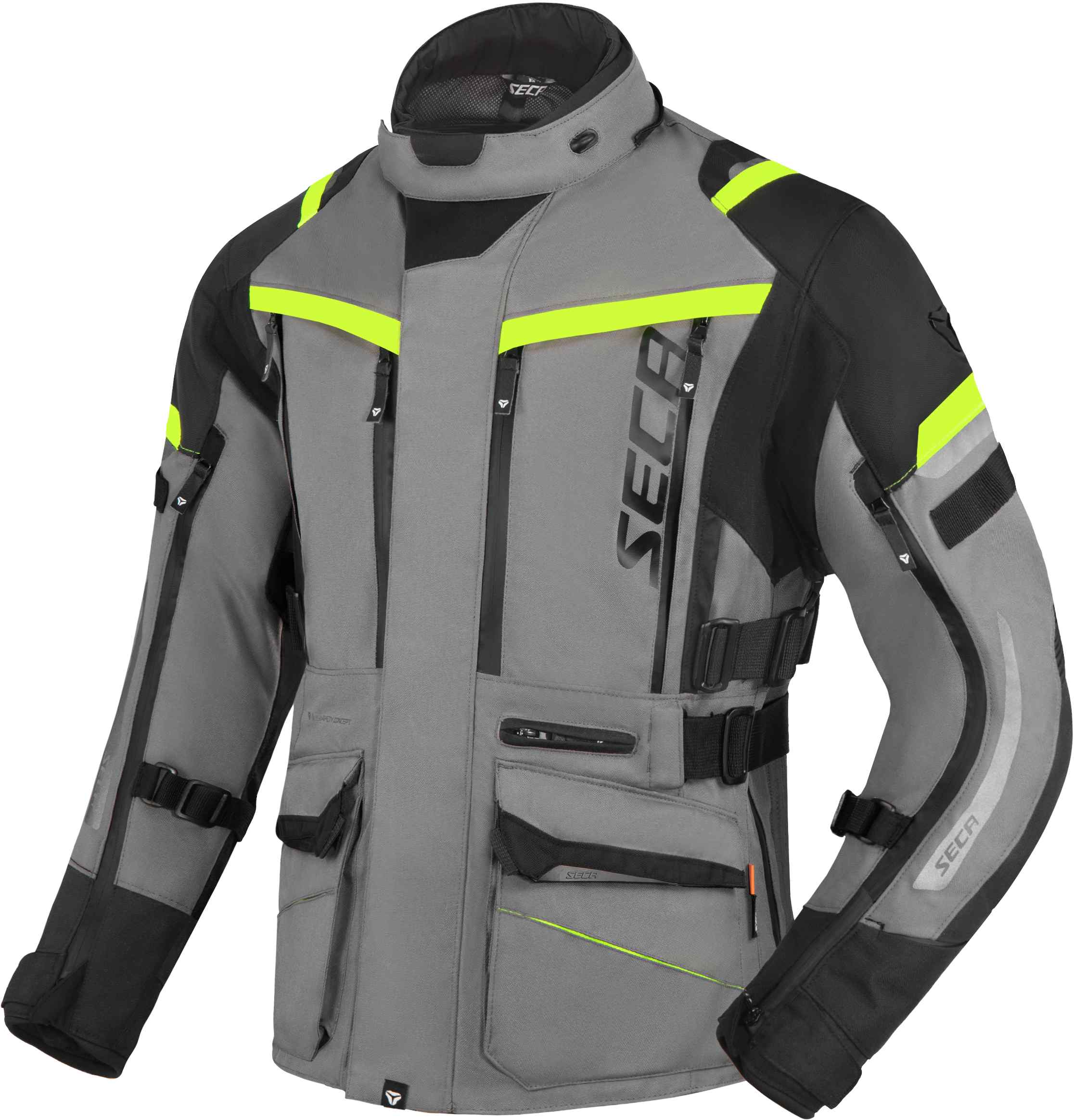 Seca Arrakis III wasserdichte Motorrad Textil Jacke grau/schwarz/gelb XL Abbildung 1