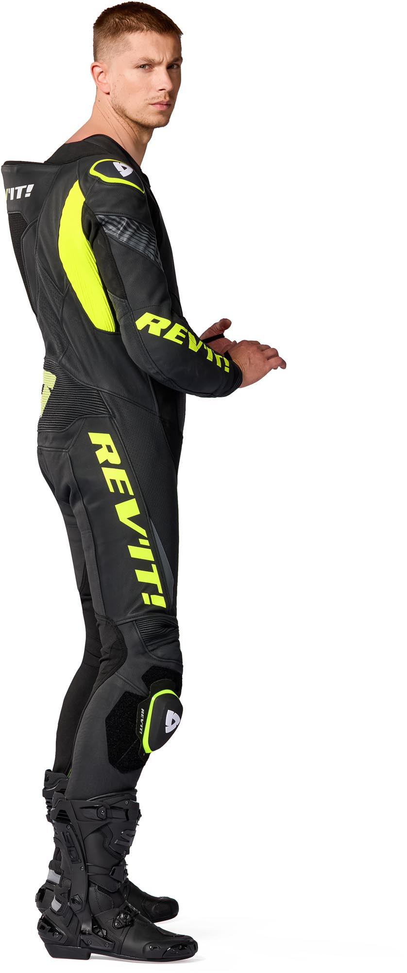 Side view of Revit Argon 3 perforated One Piece Motorcycle Leather Suit
