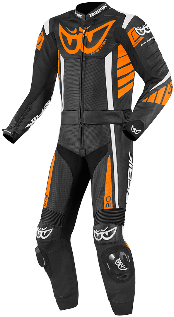 Berik Zakura Two Piece Motorcycle Leather Suit black/white/orange 58 Figure 1