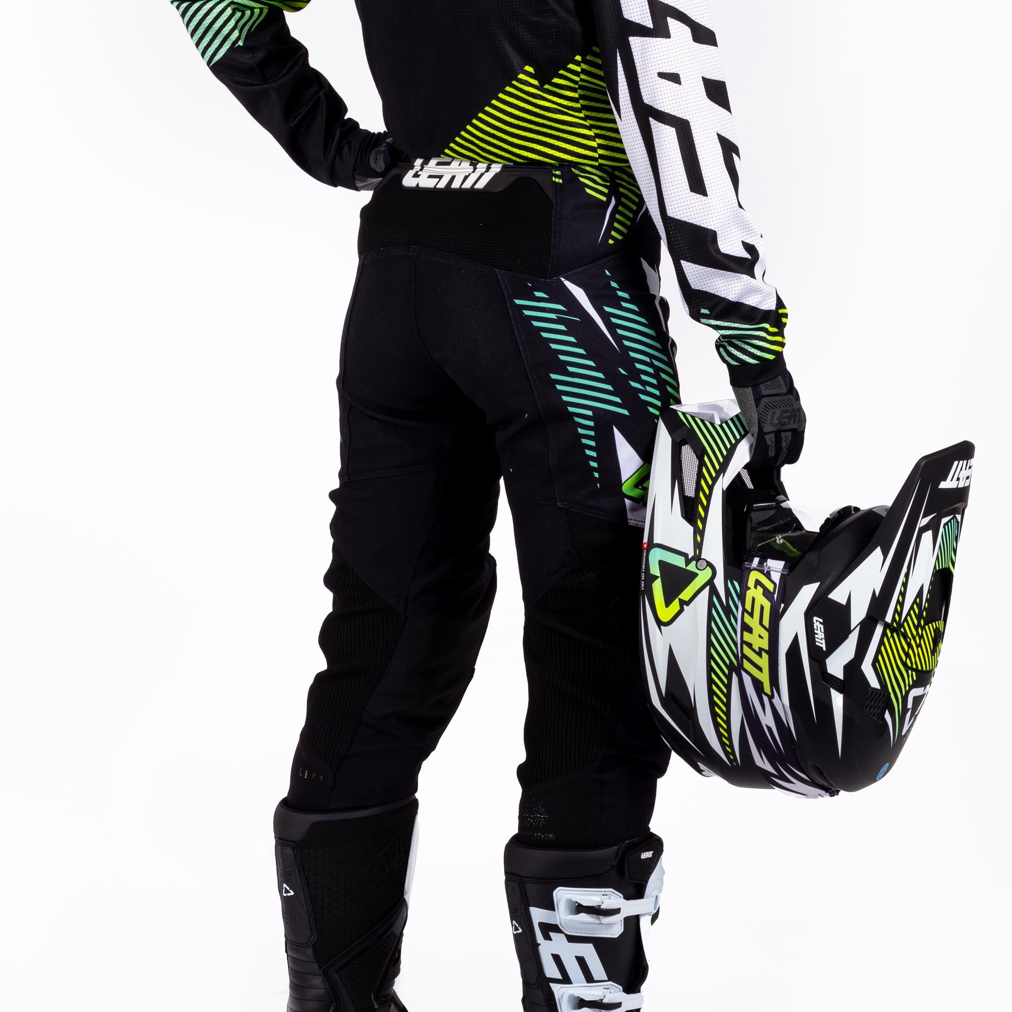 Leatt Moto Ride Kit 3.5 V26 Conjunto de Camisa e Calça de Motocross Juvenil branco/preto/verde XL Figura 8