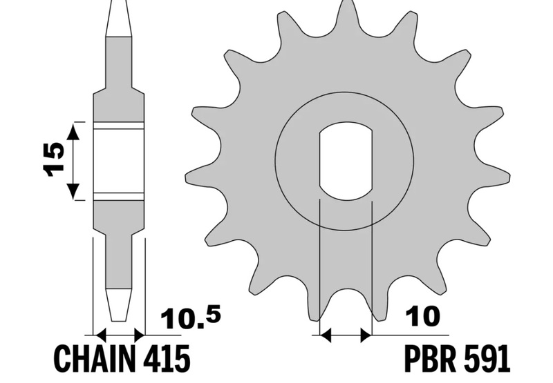 PBR Stålstandard framdrivna kedjehjul - 415 Figur 2