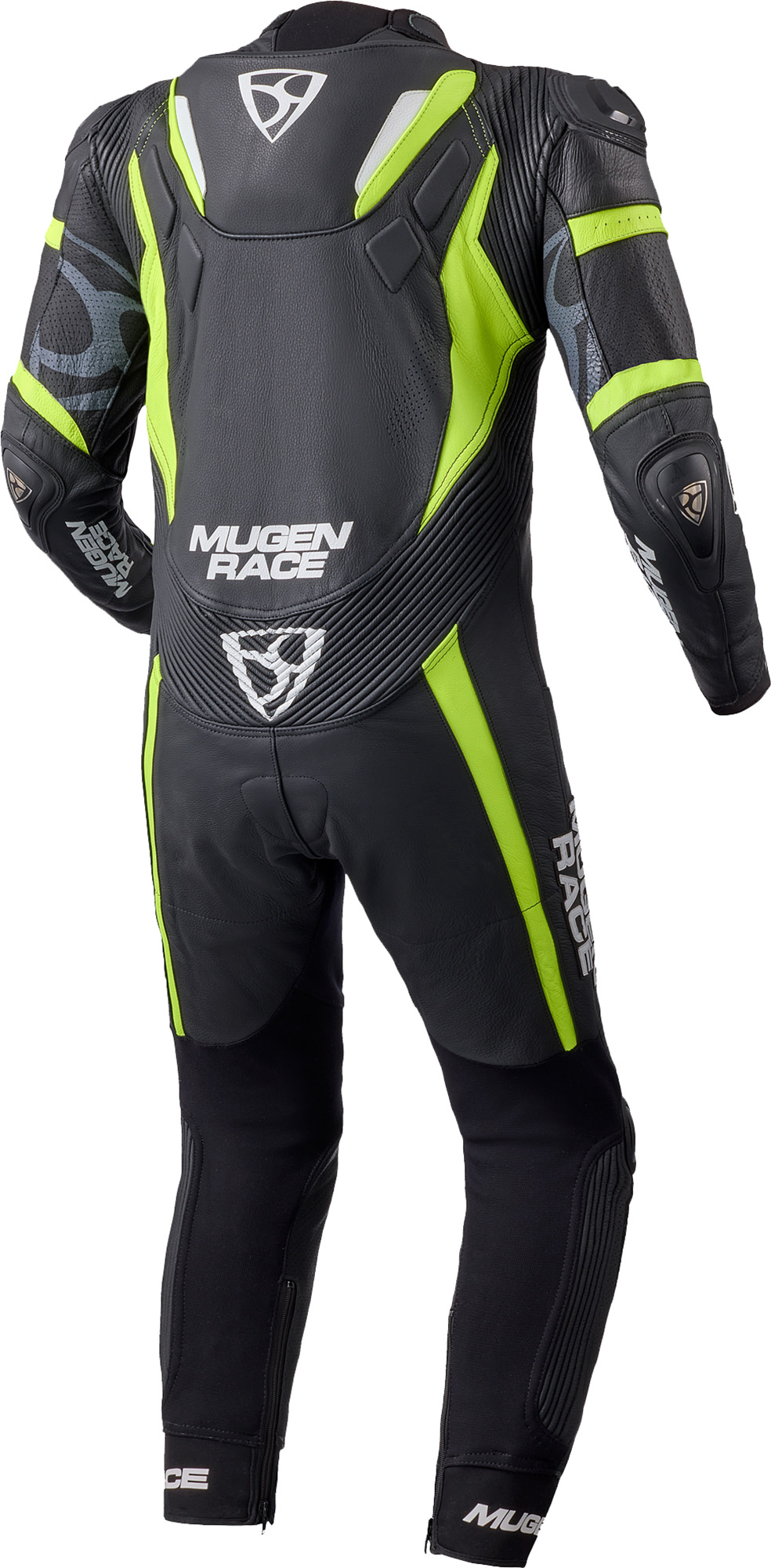 MUGENRACE Assassino Costum de piele de motocicletă pentru copii perforat negru/galben neon/alb 146 Figura 2