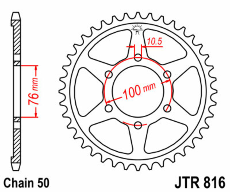 JT-DRIVHJUL Standard stålkrona 816 - 530 Figur 2