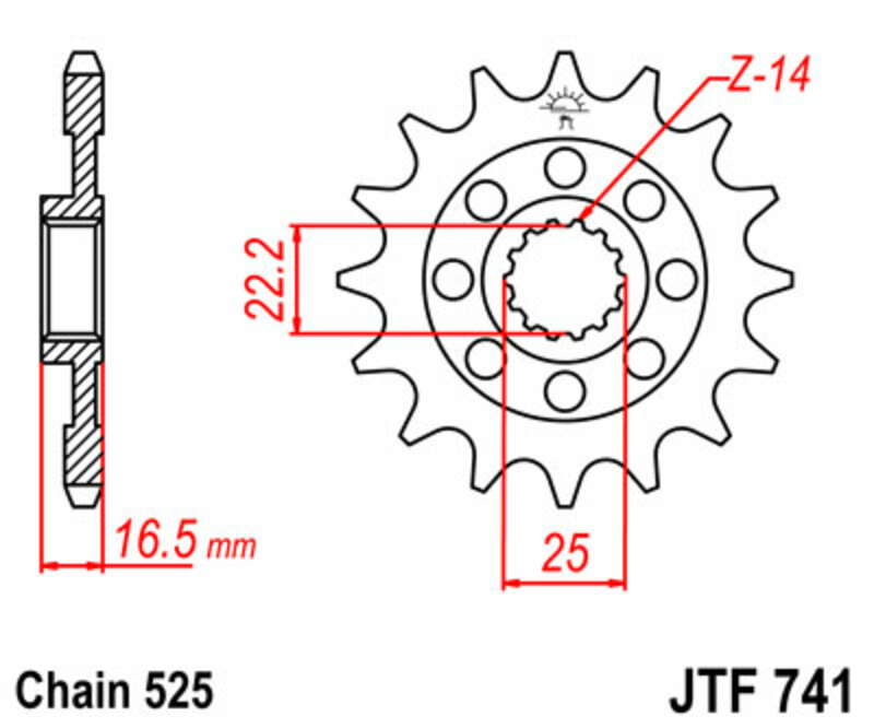 JT-DRIVHJUL Standard stålhjul 741 - 525 Figur 3