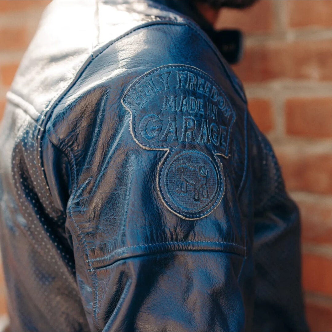 HolyFreedom Zero Summer perforated Motorcycle Leather Jacket dark blue XXL Figure 7