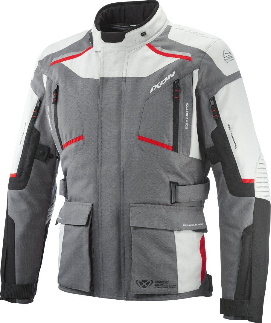 Ixon Midgard Waterproof Motorcycle Textile Jacket black/grey/red L Figure 1