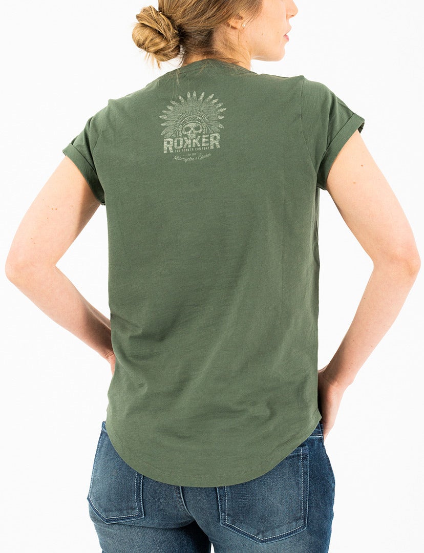 Rokker Indian Bonnet T-shirt da donna oliva S Figura 2