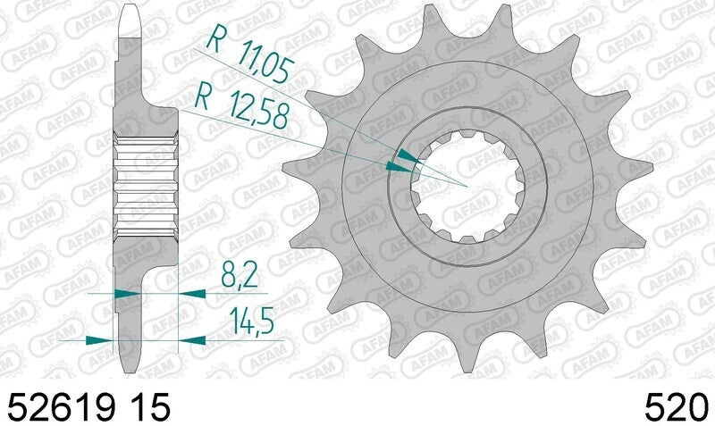 AFAM Chain Kit 520XHR2 15/43 Super-Reinforced - Standard Rear Sprocket Figure 3