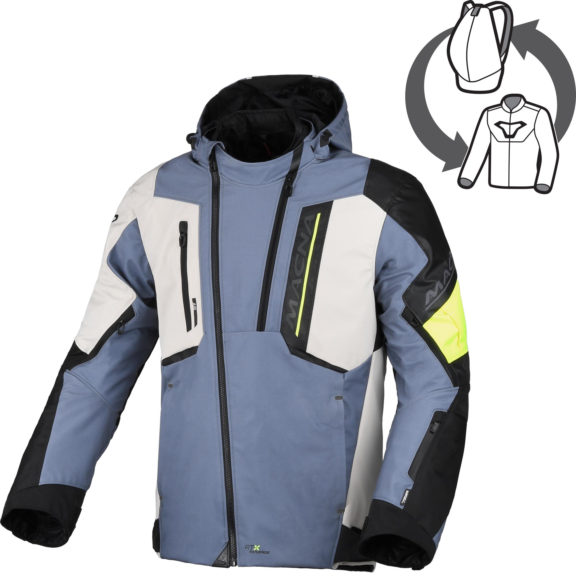 Macna Angle 2.0 Jaqueta têxtil de motocicleta impermeável cinza/amarelo S Figura 1