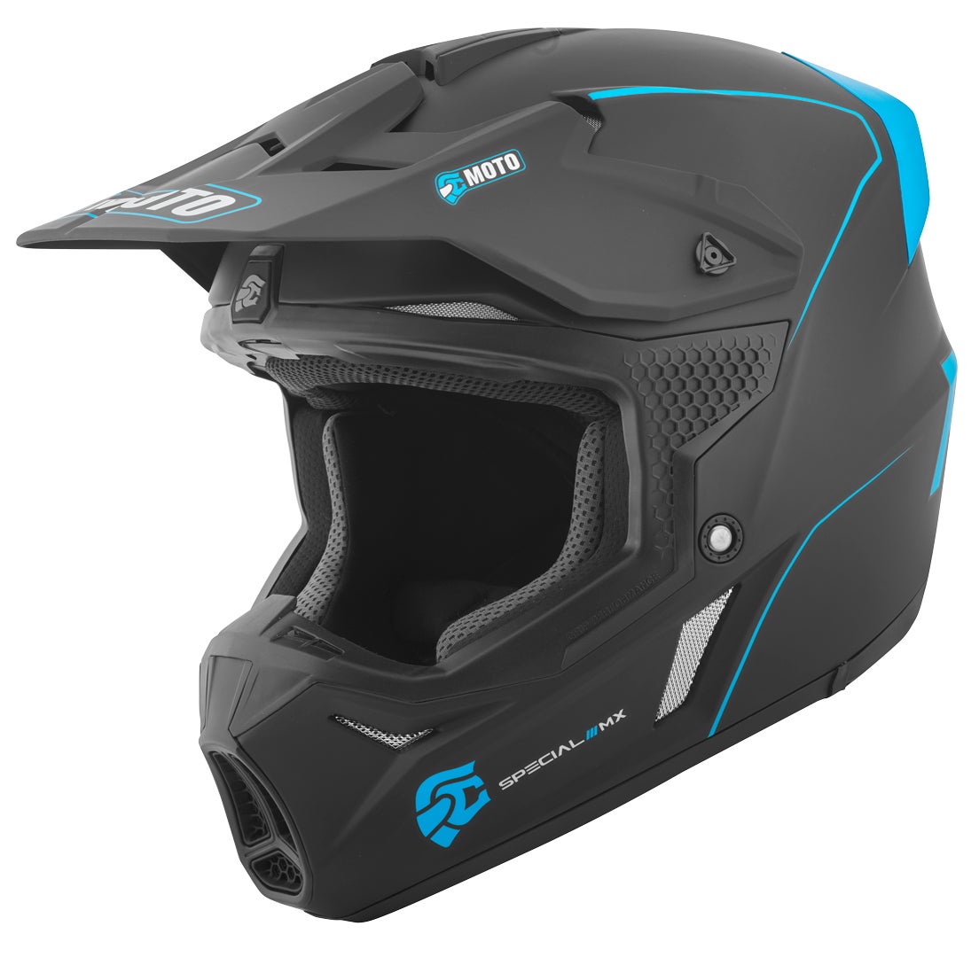 FC-Moto Merkur Straight Capacete de Motocross preto/azul 2XL Figura 1