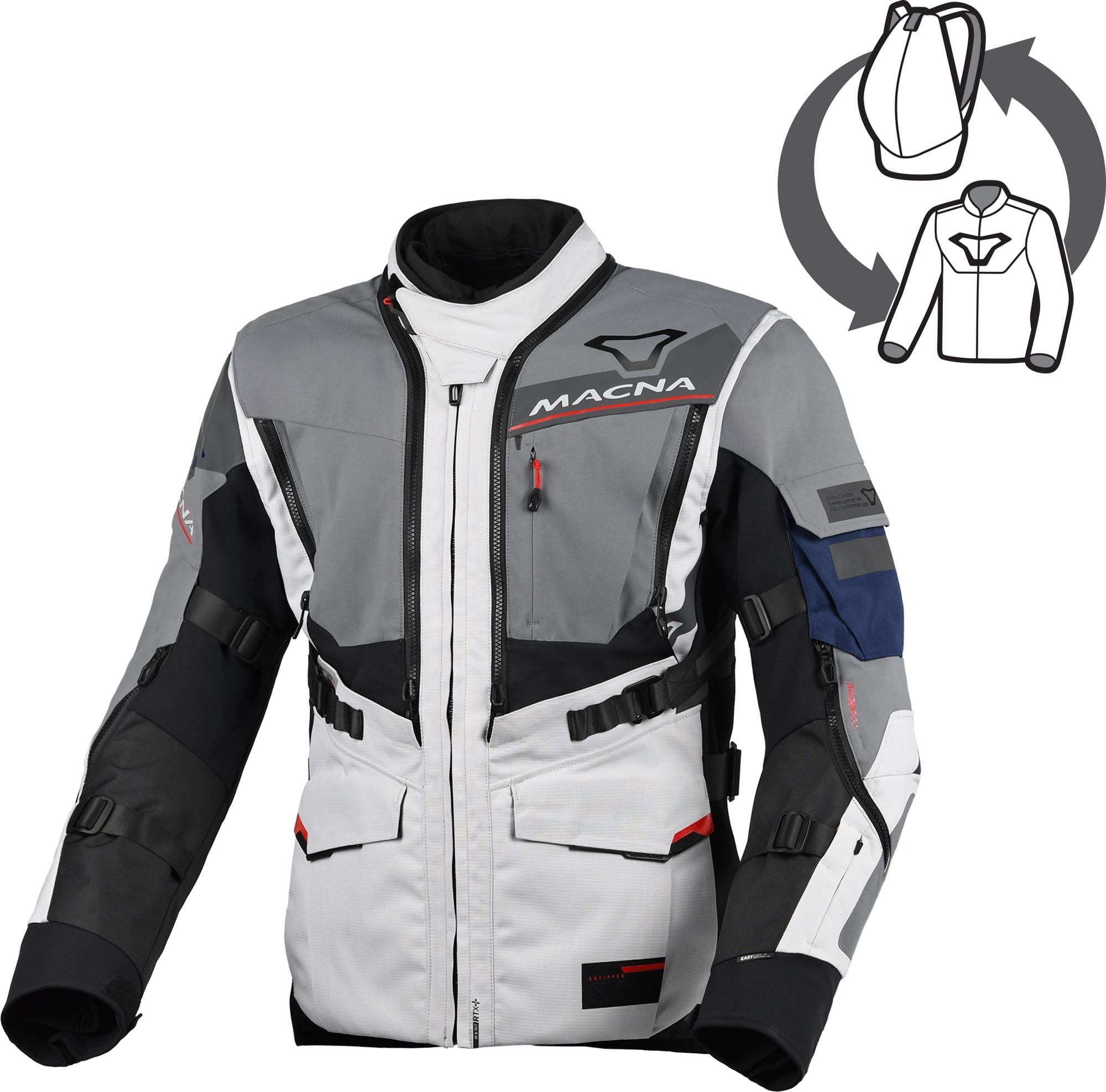 Macna Flexodus waterproof Motorcycle Textile Jacket grey/black XL Figure 1
