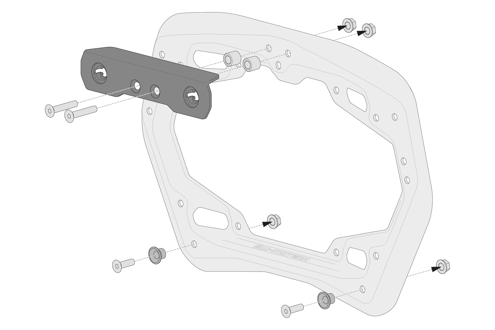 Kit adaptor SW-Motech pentru portavion lateral PRO/EVO - Pentru Givi Trekker Dolomiti. Pentru două cazuri secundare. Figura 3