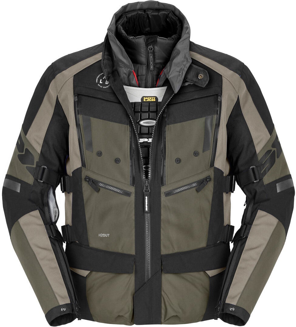 Spidi 4 Season Evo H2Out Motorcycle Textile Jacket black/olive 4XL Figure 1