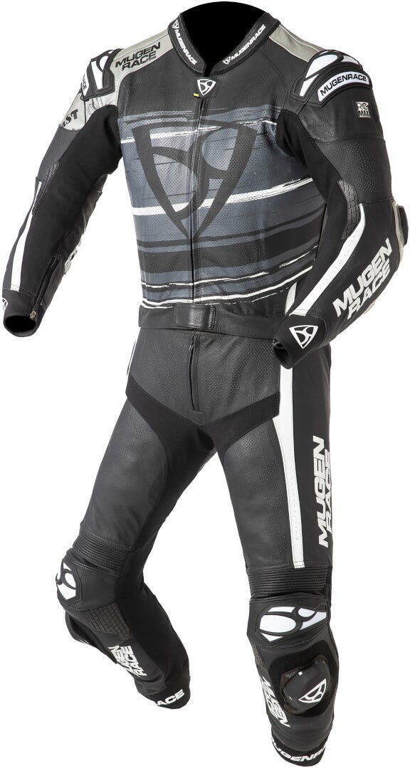 MUGENRACE RC-Max Due perforated Two Piece Motorcycle Leather Suit black/white/grey 62 Figure 2