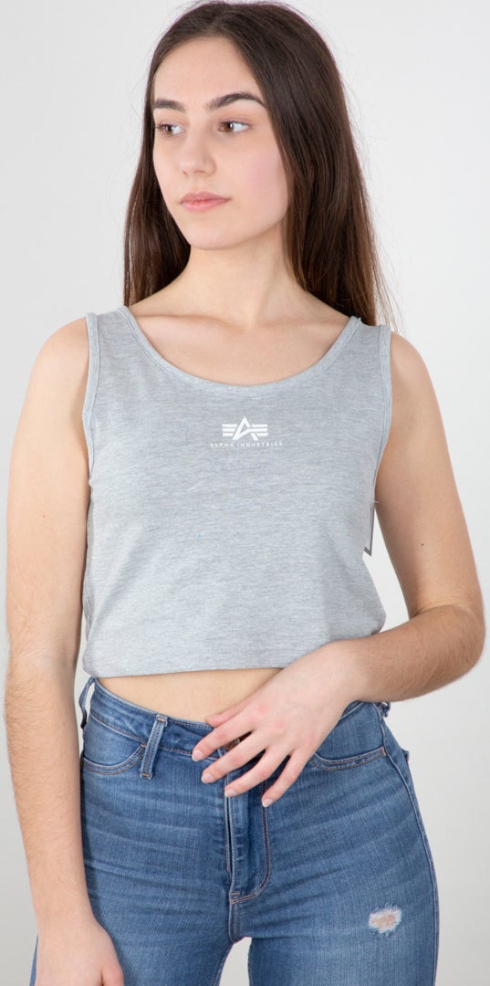 Alpha Industries Basic Crop SL Débardeur dames gris XL Figure 1