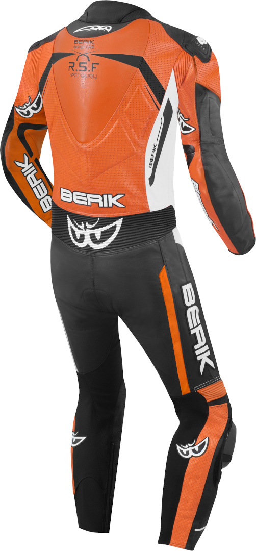 Berik RSF-Teck perforerad motorcykelläderdräkt i ett stycke svart/orange/vitt 48 Figur 2