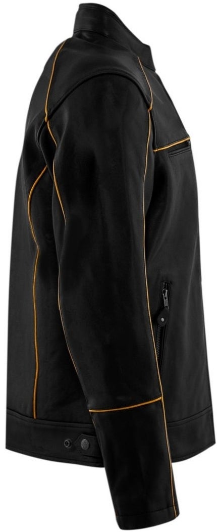 Rusty Stitches Chase Motorcycle Leather Jacket black/gold 4XL Figure 3