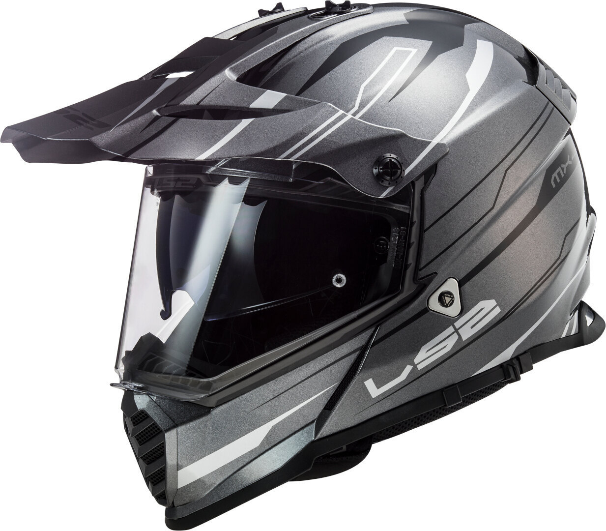 LS2 MX436 Pioneer Evo Knight Motocross Helmet grey/white S (55/56) Figure 1