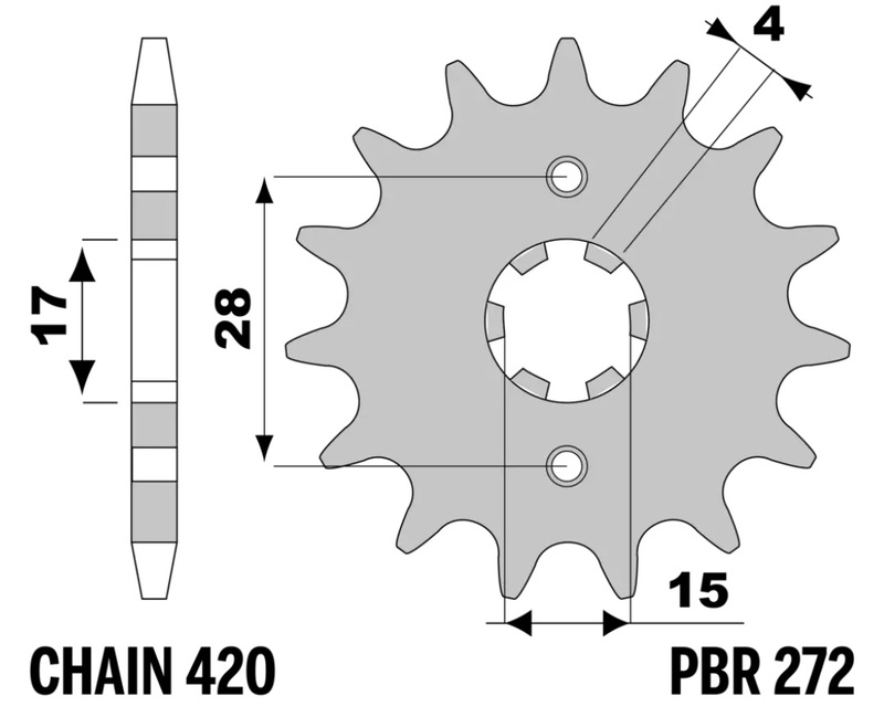 PBR Pinion frontal standard din oțel - 420 Figura 1