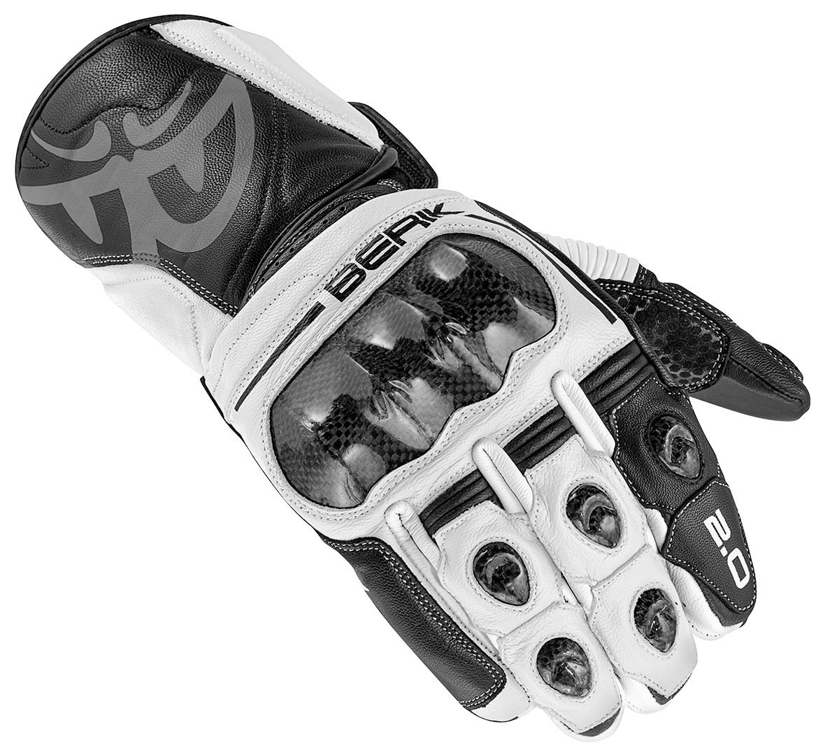 Berik 2.0 ST Motorcykelhandsker hvid/sort M Figur 1