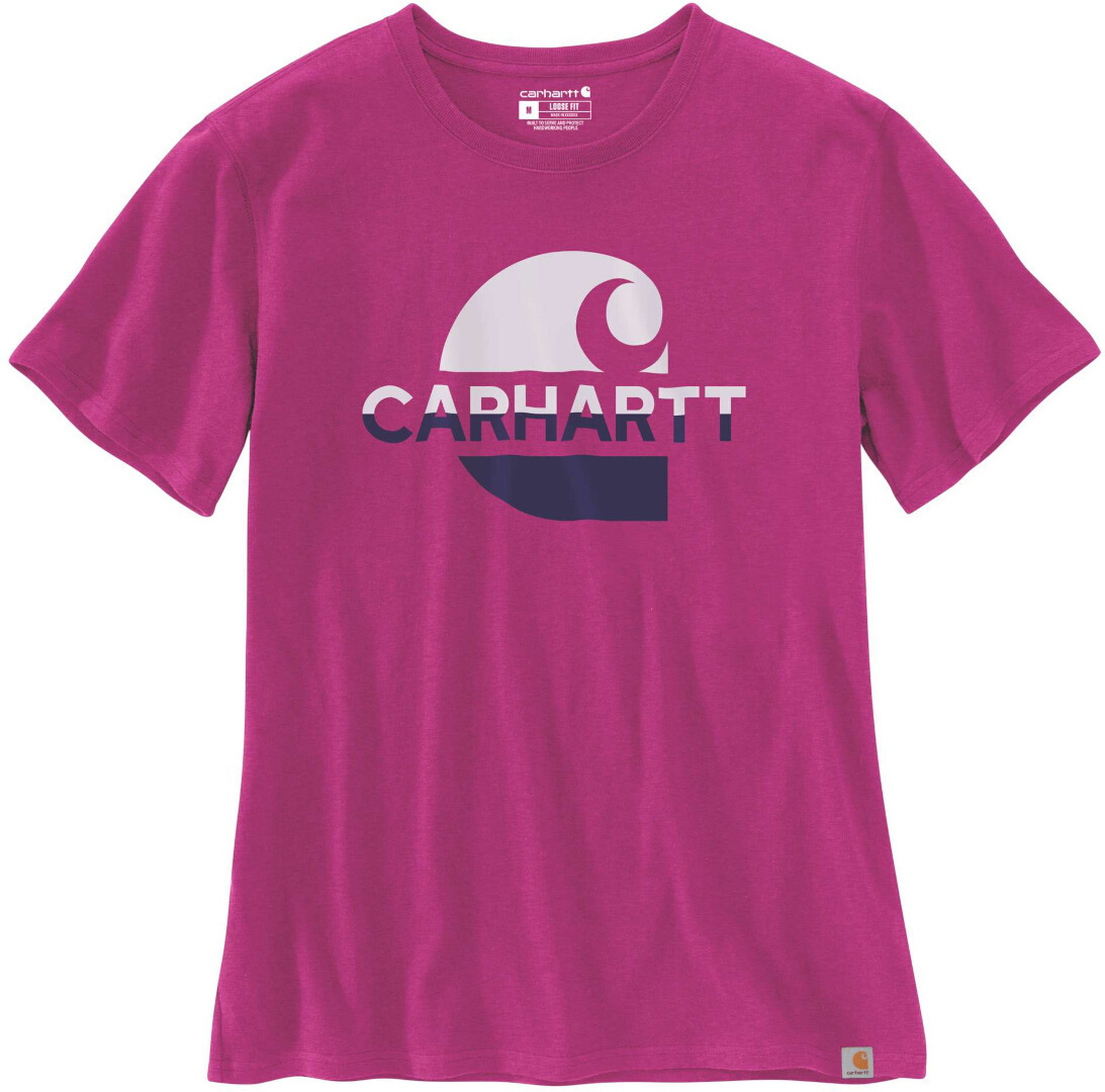 Carhartt Loose Fit Heavyweight Faded C Graphic Damer T-shirt rosa L Figur 1