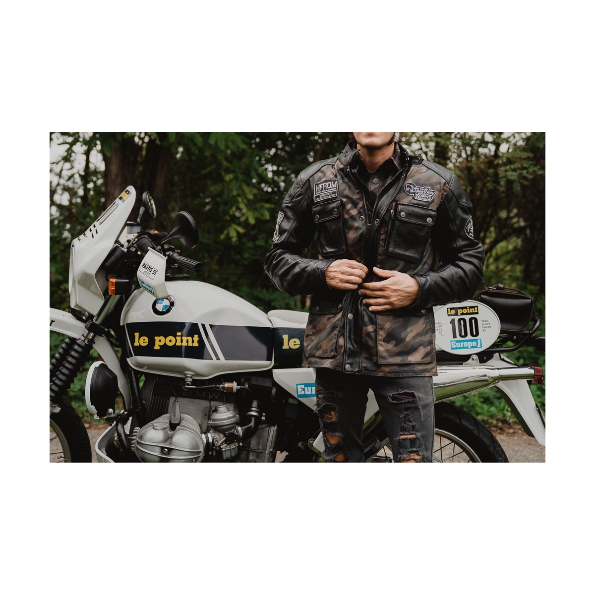 Side view of HolyFreedom Quattro Camo Motorcycle Leather/Textile Jacket