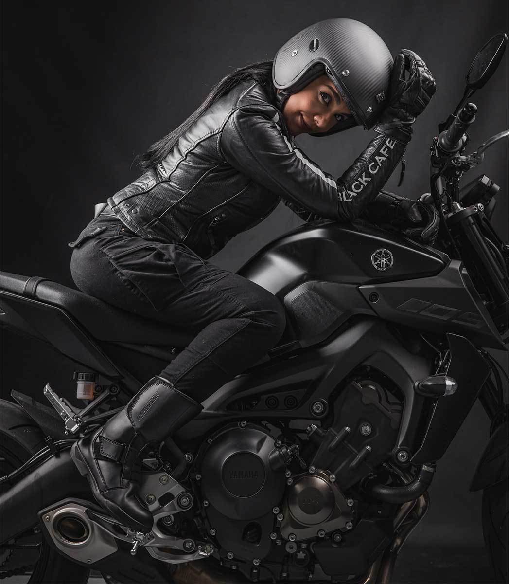 Black-Cafe London Toronto Dames motorfiets lederen jas L Figuur 4