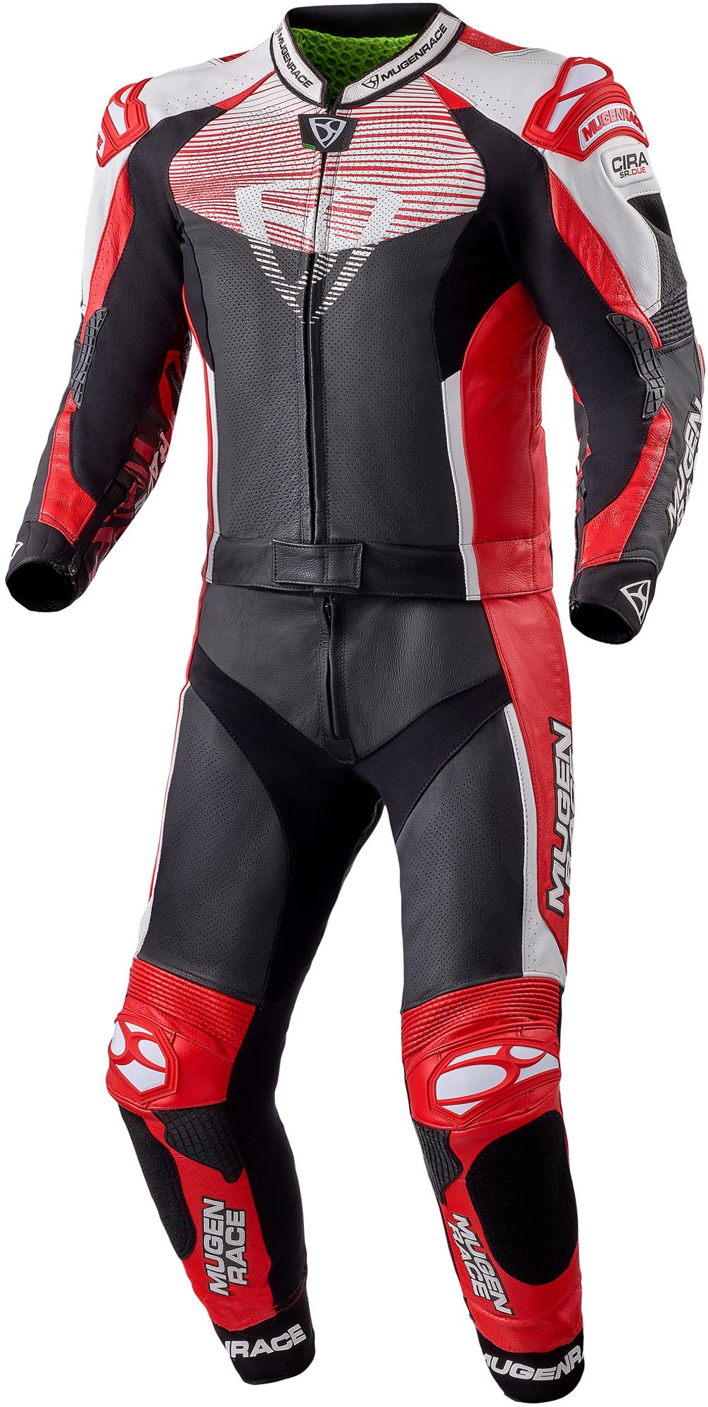 MUGENRACE Scorpion perforated Two Piece Motorcycle Leather Suit black/white/red 60 Figure 1