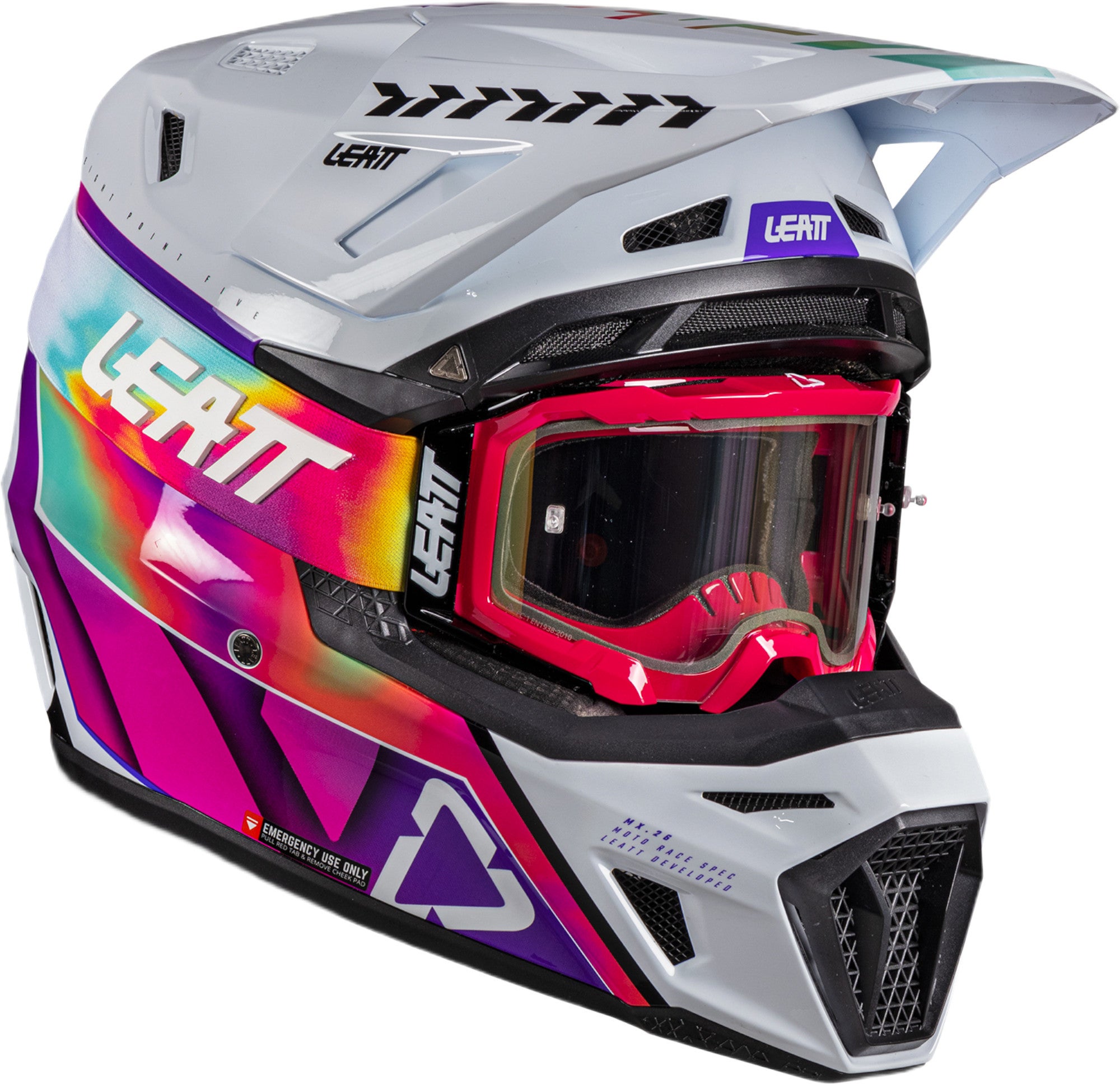 Leatt Men's Multi/Pink 8.5 V26 Motocross Helmet With Goggles