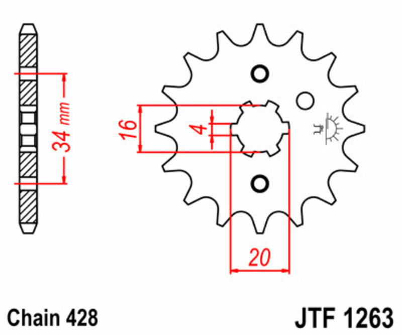 LANȚ DE TRANSMISIE JT Kit lanț JT/JT 428HDR 15/34 Standard - Pinionaj spate standard Figura 4