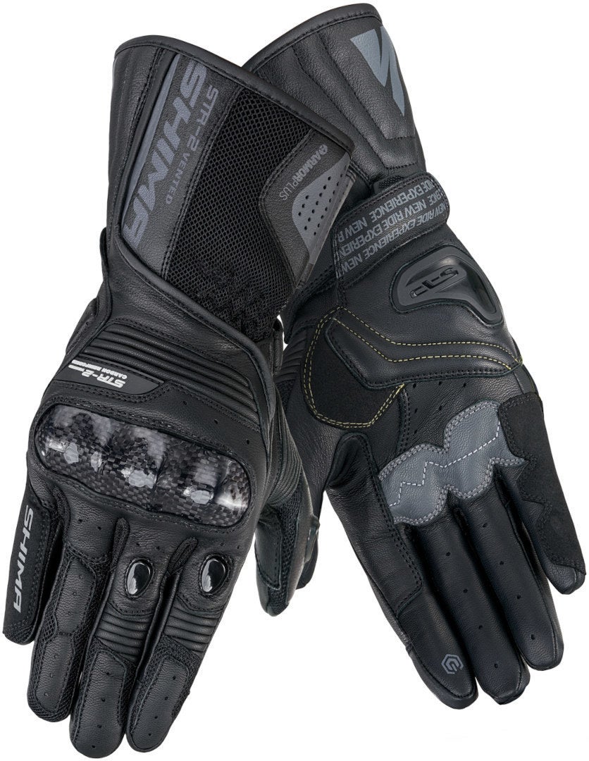 SHIMA STR-2 Vented perforerede motorcykelhandsker Sort XL Figur 3