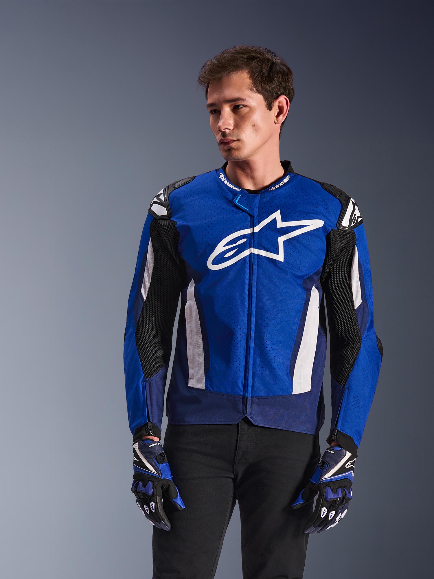 Alpinestars T-GP Air perforated Motorcycle Textile Jacket blue/navy/white L Figure 3