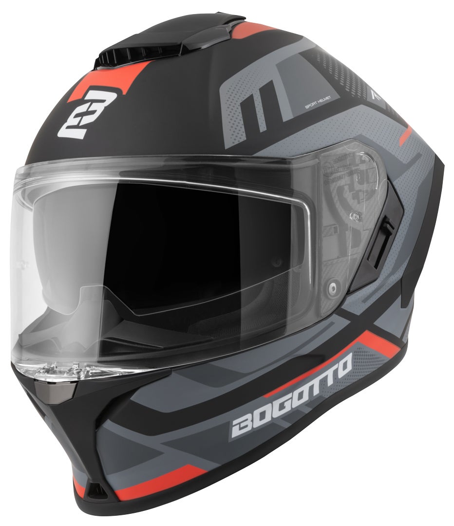 Bogotto Phantom Codex Glasvezel helm zwart/grijs/rood S Figuur 2