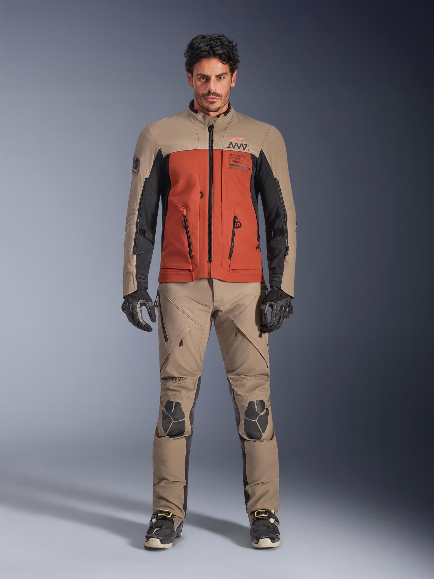 Side view of Alpinestars AMT-8 Stretch Drystar XF waterproof Motorcycle Textile Jacket