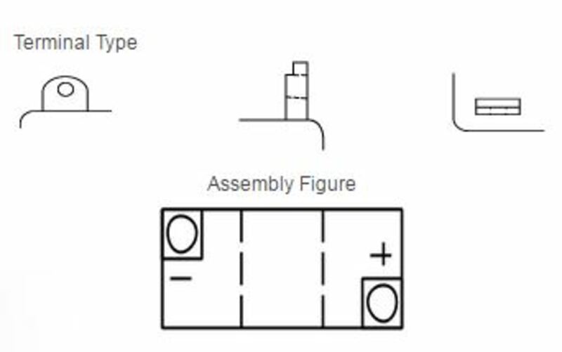 YUASA YUASA konventionellt YUASA-batteri utan syrapaket - B38-6A Batteri utan syrapaket Figur 3