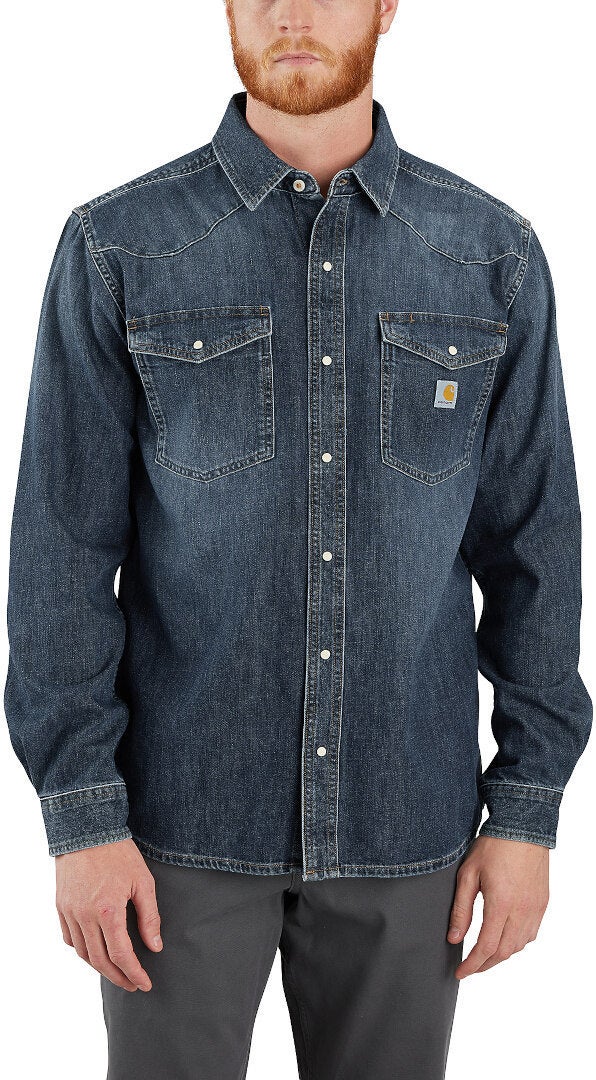 Carhartt Montana Relaxed Fit Denim Long-Sleeve Snap Front Shirt L Figure 3