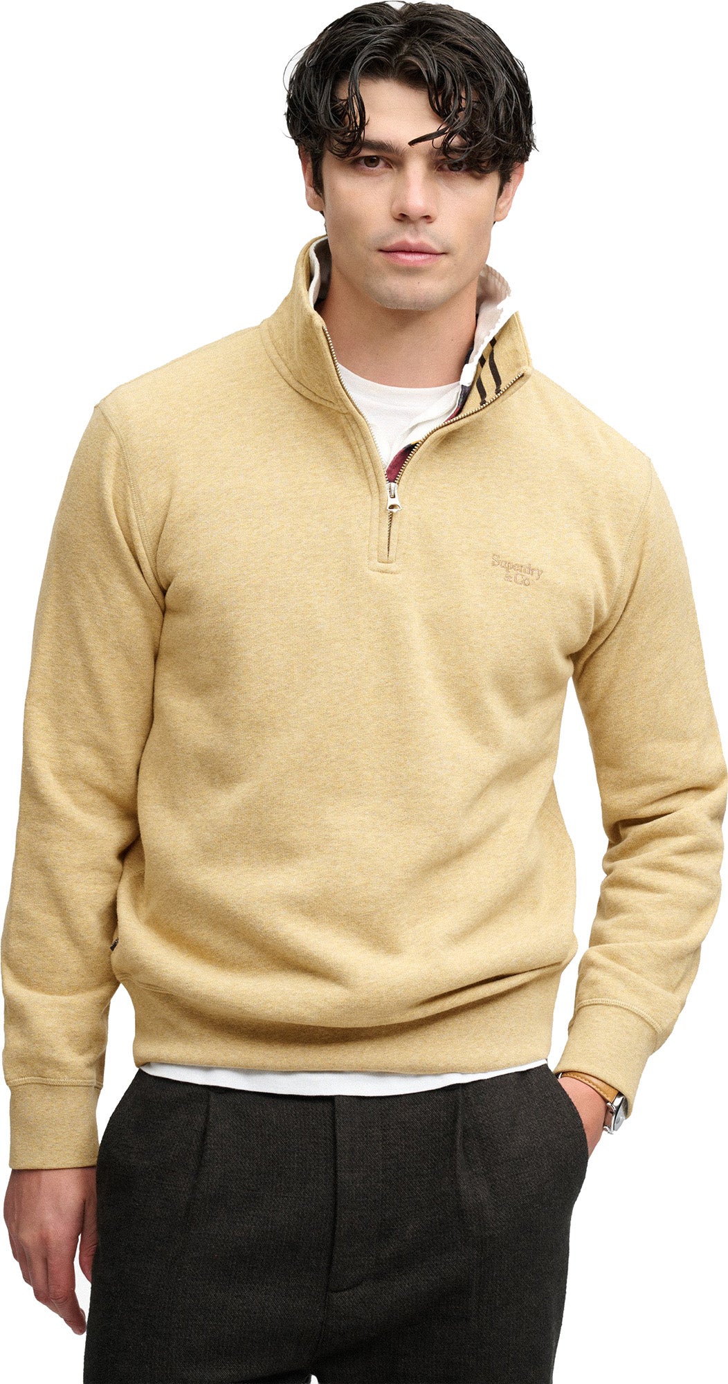 Superdry & Co Essential Serif Logo Half-Zip Sweatshirt Beige S Figuur 5