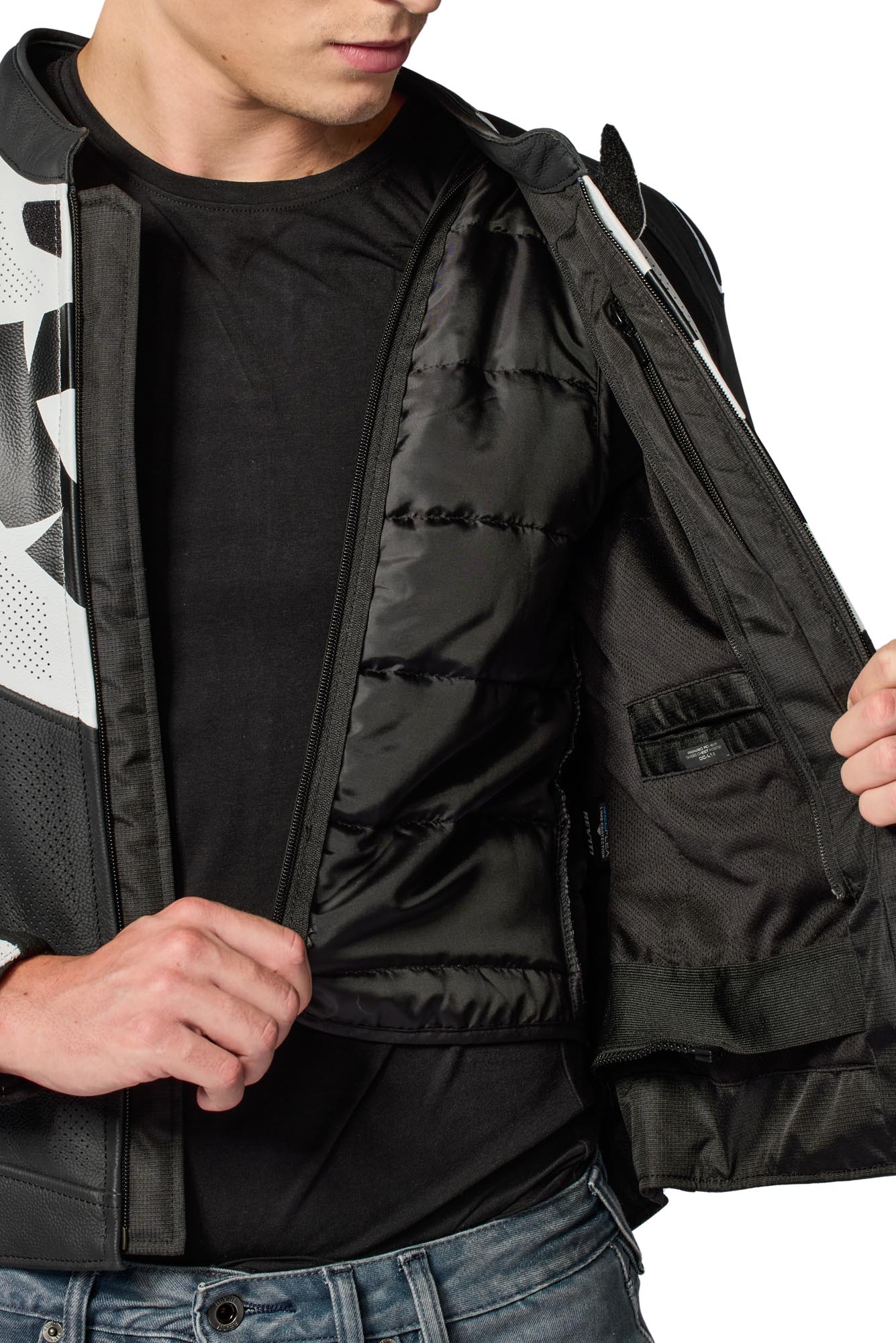 Revit Argon 3 Veste en cuir de moto perforée Noir/Blanc 48 Figure 6