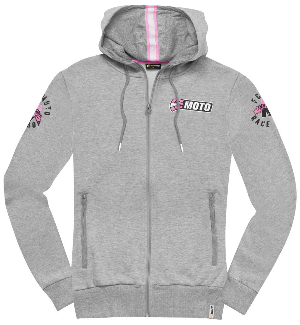 FC-Moto Effortless Dame Zip Hettegenser grå/rosa M Figur 1